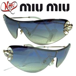 ⏰EXPIRING🔜🆕 MIU MIU smoky gray Shield Sunglasses w/ Crystals